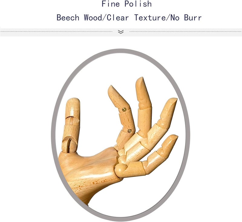 yangjietf mannequin,mannequin hand,hand model,hand mannequin for nails,drawing mannequin,wooden hand,wooden mannequin,articulated fingers,hand model for drawing,female hand of left., Female_left - Image 5